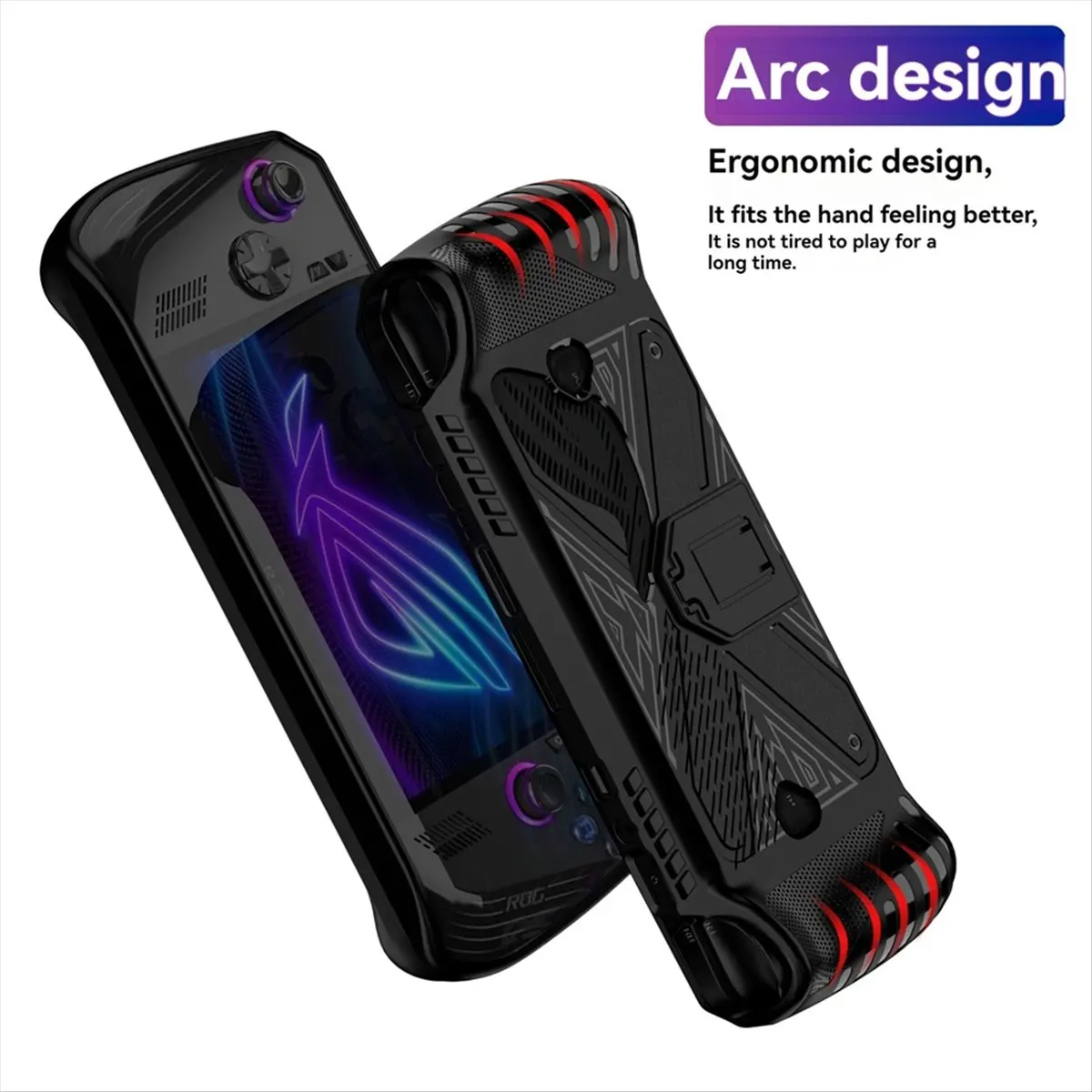 RISE- TPU Protective Case with Stand for Asus ROG Ally X Game Console, Durable Cover Shell for Enhanced Gaming White