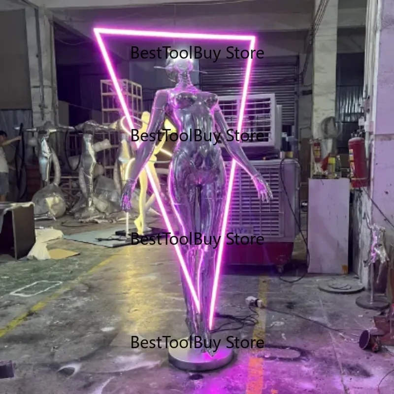 

Popular Science Fiction Decorative Electroplated Floor Lamp Illuminated Triangular Sculpture Decorated Sculpture Statue Lamp