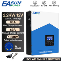 EASUN POWER Solar Inverter 2.2KW 12V Off Grid Inverter 1800VA Built in 80A MPPT Controller Pure Sine Wave PV 450VDC With WIFI