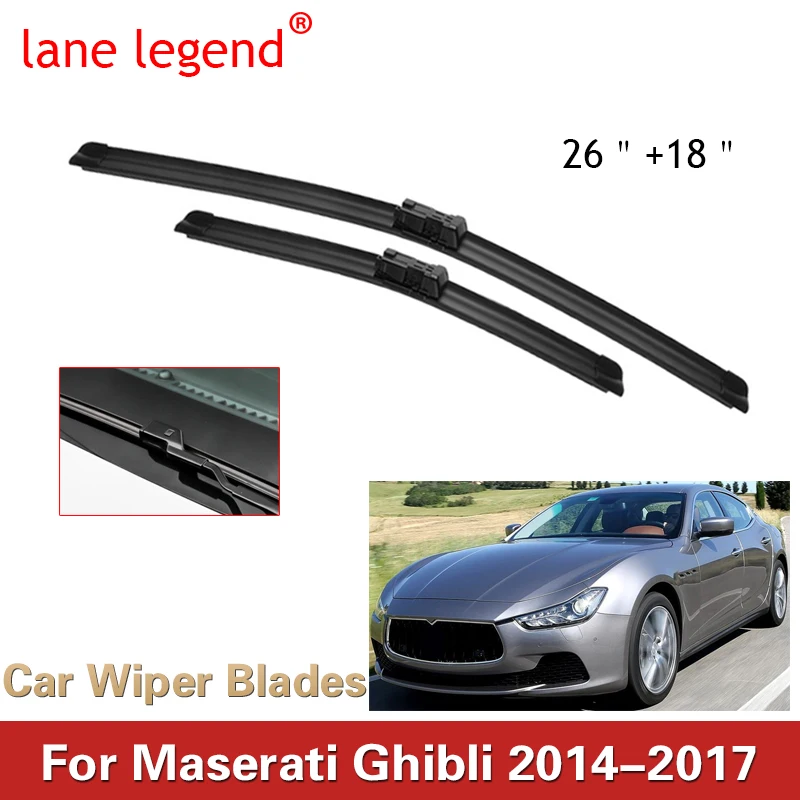 

Car Wiper Blade For Maserati Ghibli 26"+18" 2014-2017 Auto Windscreen Windshield Wipers Blade Window Wash Fit Push Button Arm