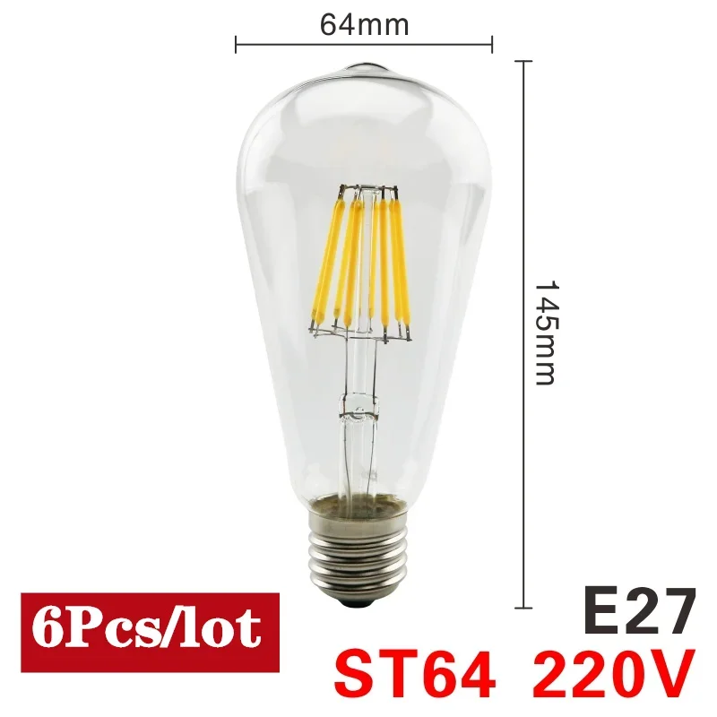 GRZBI 6 stücke E27 E14 LED Glühbirne 2 W 4 W 6 W 8 W AC220V Lampada Led C35 A60 ST64 G80 G95 Bombilla Scheinwerfer Beleuchtung Kalt/Warmweiß Lampe 5
