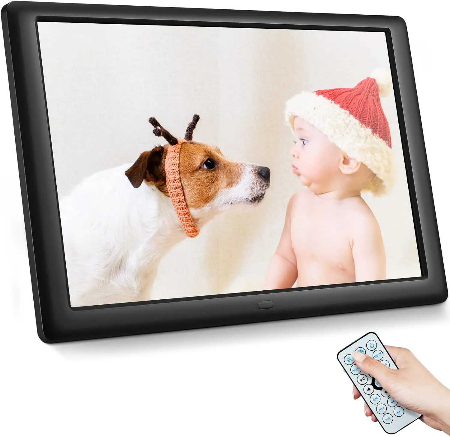 Digital Photo Frame 10In IPS Electronic Photo Frame Photo/Music/Video Player/Calendar/Alarm USB or SD Card with Remote Control