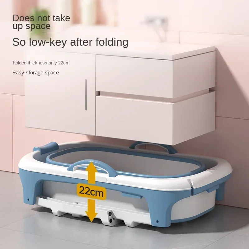 72cm Baby Bath Tub Swimming Tub Large Baby Bath Tub Foldable Bath 3-piece Gift Package with Storage Box and Water Hose