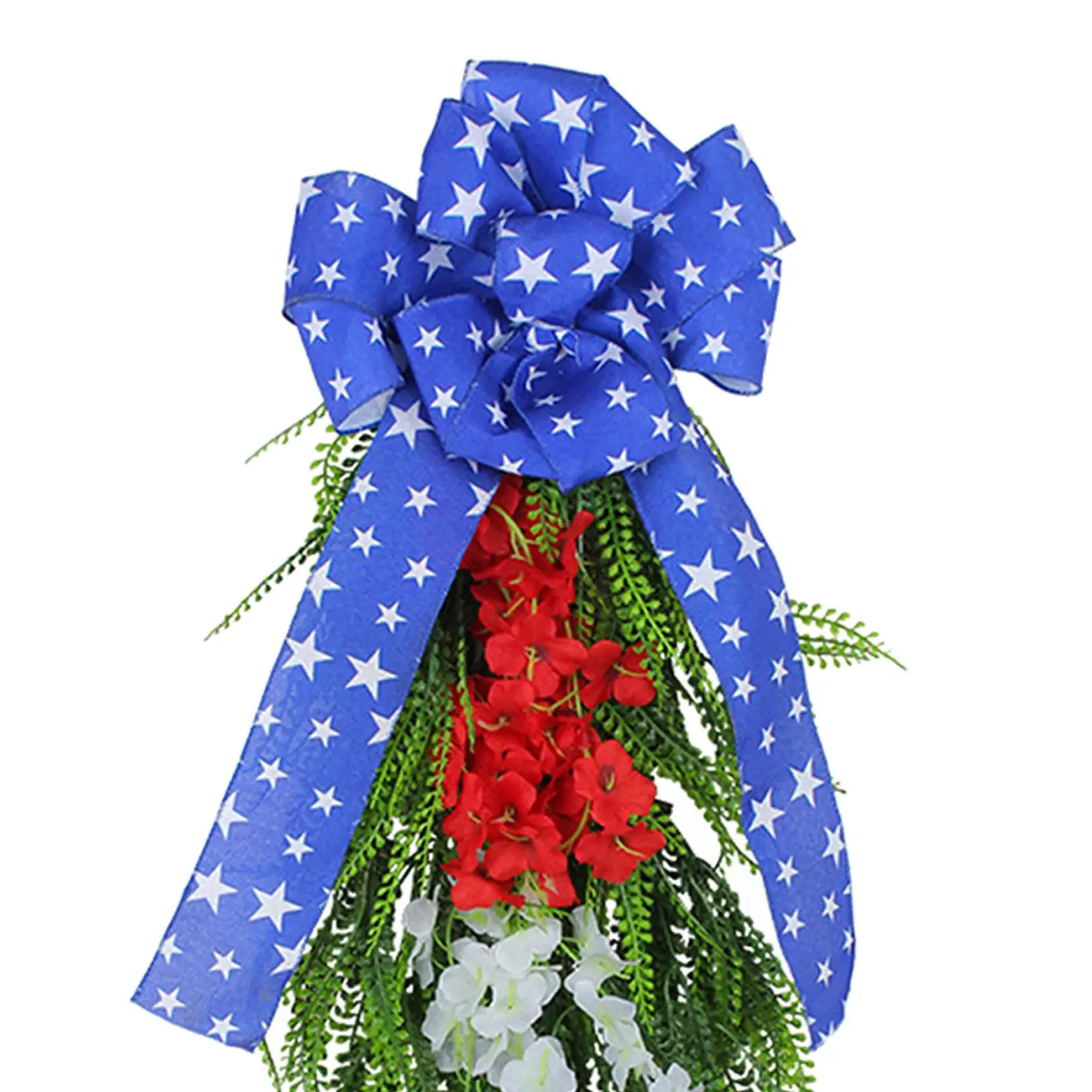 Patriotic Independence Day Wreath for Front Door Artificial Flower Hanging Decor Spring Summer Memorial Day Gift