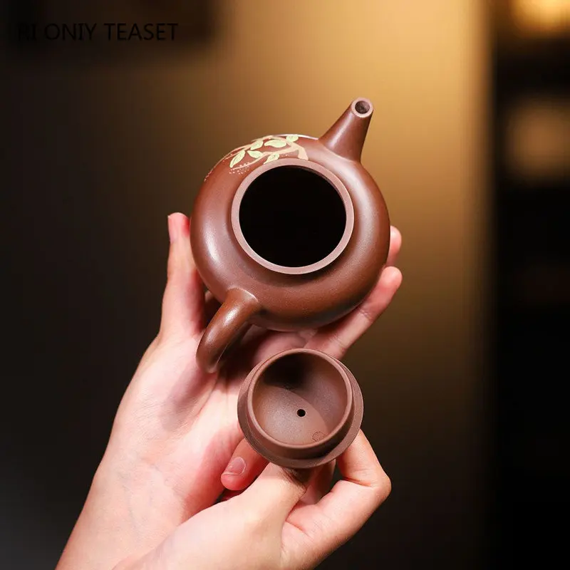 Imagem -04 - Yixing Famoso Bules de Argila Roxo Handmade Jade Coelho Padrão Tea Pot Raw Ore Roxo Zhu Mud Chaleira Chinês Zisha Tea Set 180ml