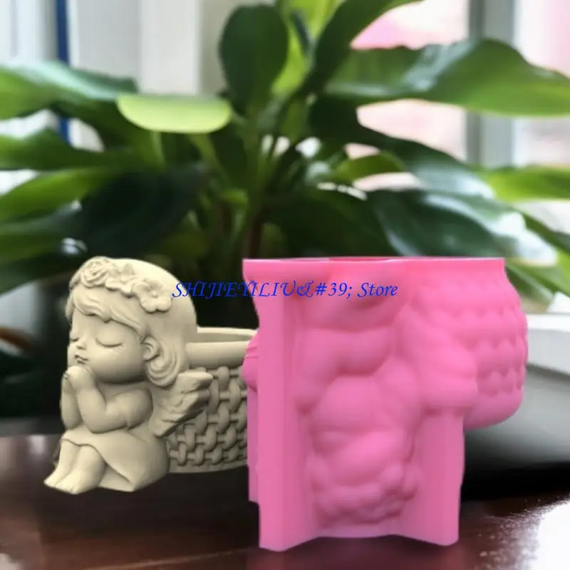 

E21F Girl Doll Shaped Flower Pot Epoxy Resin Mold Lovely Pen Holder Mould DIY Cement Pot Planter Silicone Mould Vase Molds