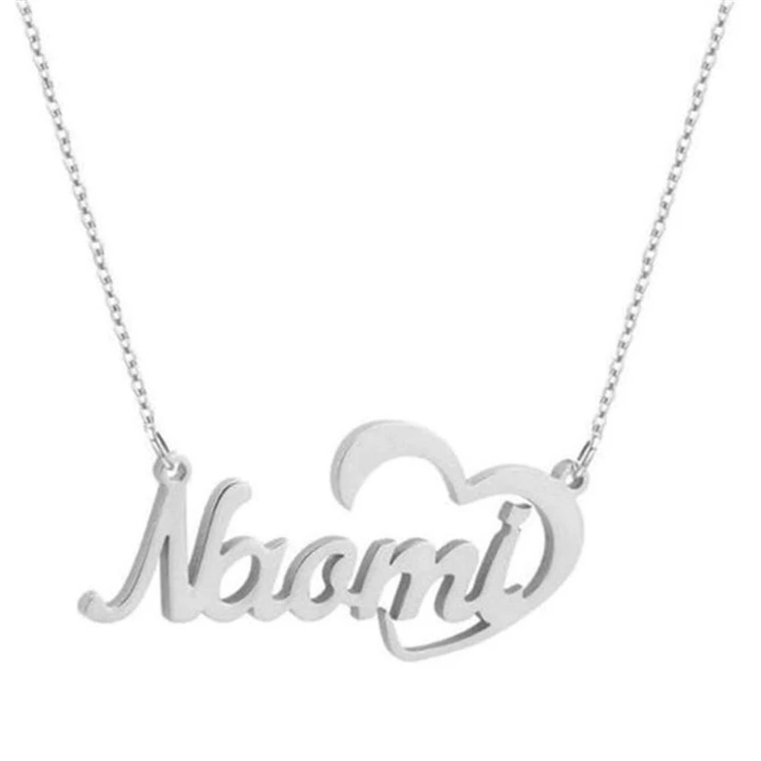 Personalized Custom Name Necklace for Women Stainless Steel Heart Pendant Necklace Choker Jewelry Birthday Gift for Wife