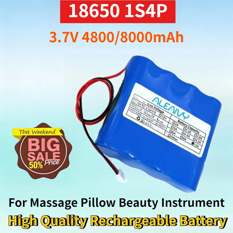 

Литий-ионный аккумулятор 18650 1S4P 3.7V 4800/8000мАч для массажной подушки и косметического прибора, перезаряжаемый, с разъемом XH2.54-2P