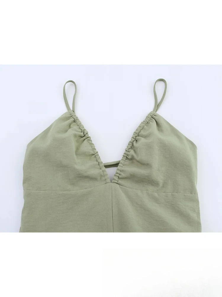 KONDALA Abito longuette da donna sexy chic con scollo a V solido con spacco senza schienale Abito longuette con lacci Moda 2025 Abito da spiaggia per le vacanze primavera estate