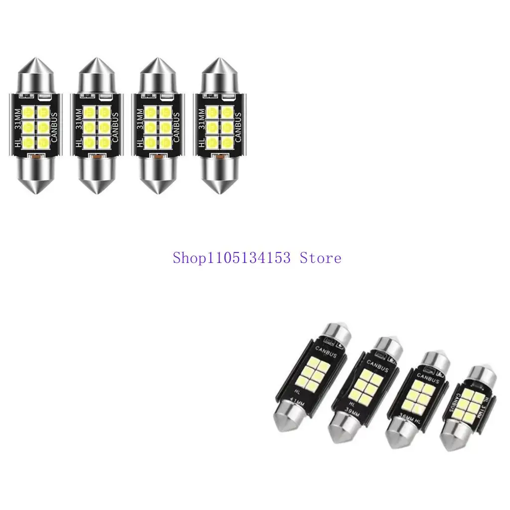 

hg89 4Pcs 6SMD 31/36/39/41mm Auto Parking Bulbs Reading Dome Lamp Easy Installation LED Bulbs