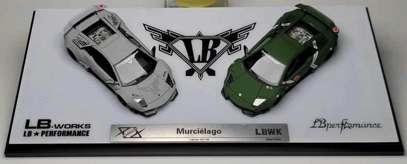 **Vorbestellung** MiniCrafisman 1:64 Murcielago LP640 Twin Cars Set Combat Grey+ Zero Green Druckguss-Modellauto