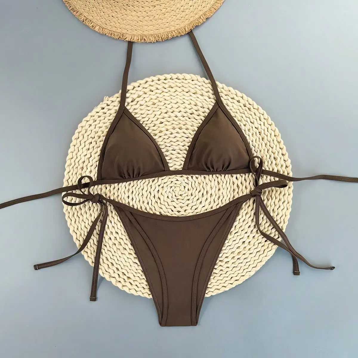 Conjunto de Bikini Amarillo con Tiras