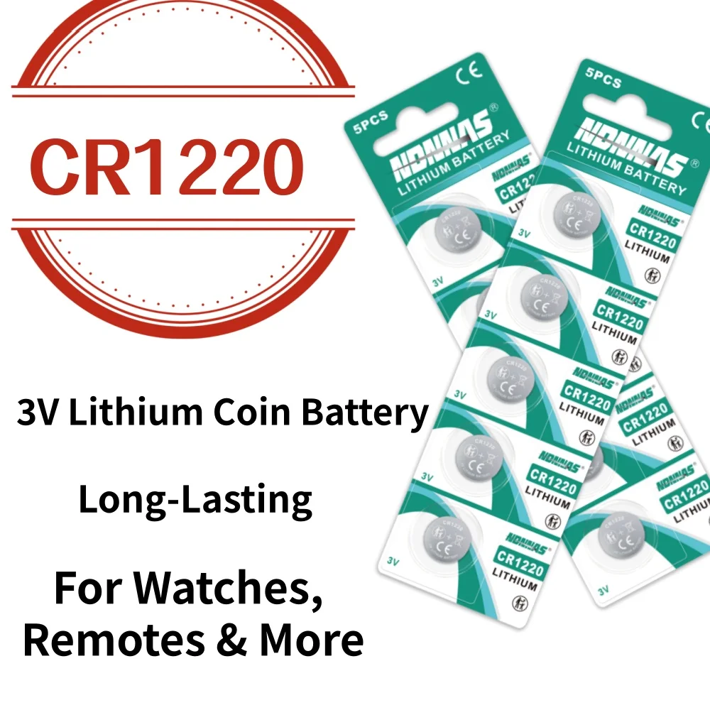 

CR1220 3V Lithium Button Battery 5/10/20PCS High Capacity Coin Cell Compatible with BR1220 DL1220 LM1220