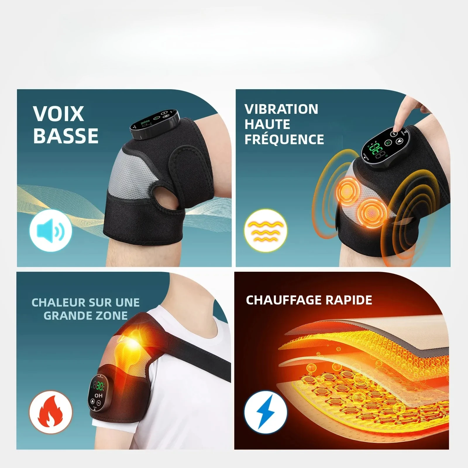 3 في 1 تدليك الركبة اللاسلكي الساخن ضغط 6 مستويات توقيت الكتف الكوع وسادة حزام داعم العضلات الاسترخاء #6
