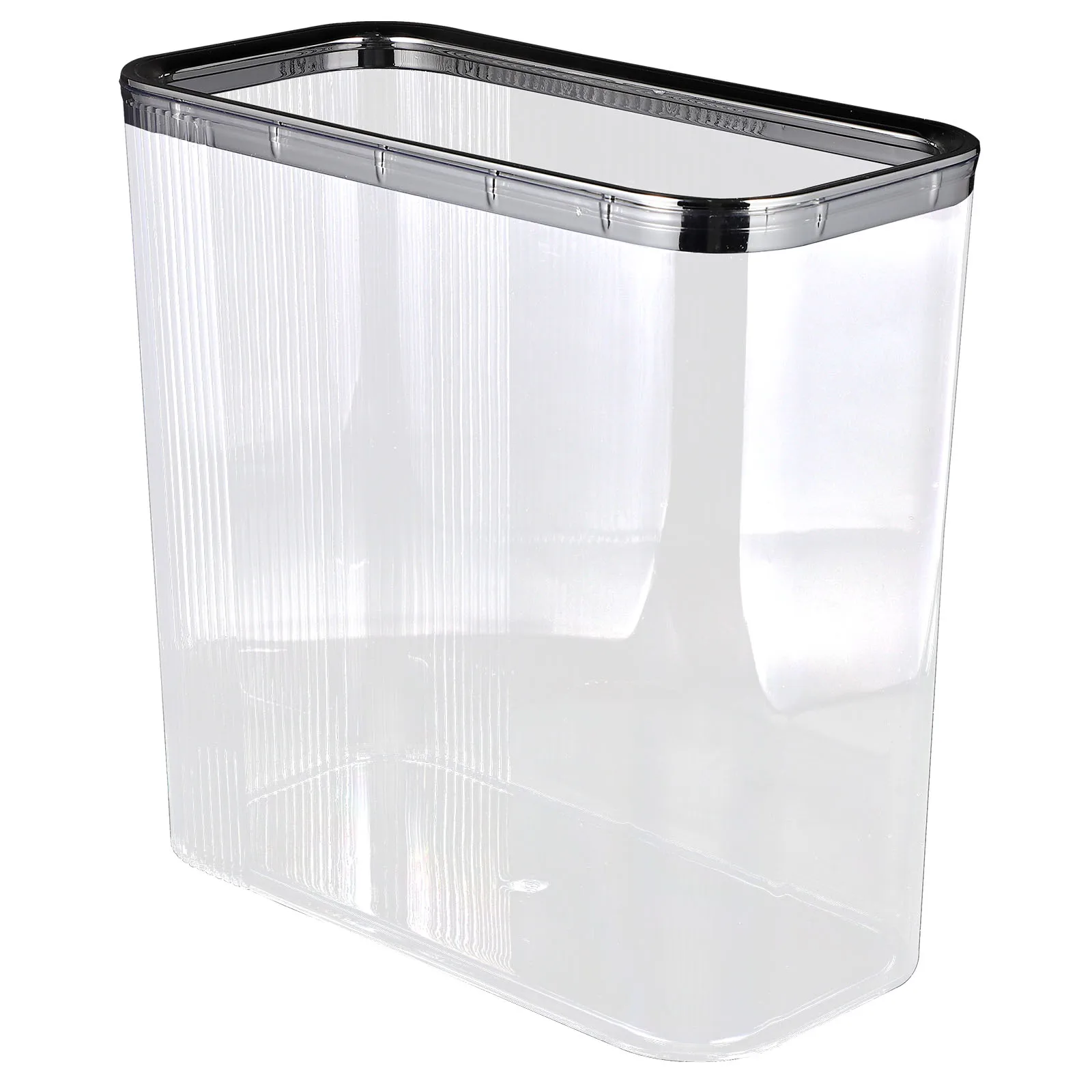 

1pc Slim Space-Saving Transparent Garbage Can Multi-Function Trash Bin For Bathroom Kitchen Office Use Pressure Ring Design