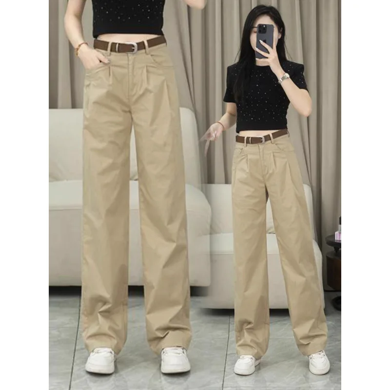 

Thin Narrow Wide-Leg Pants for Women, Summer High-Waist Fashionable Slimming Straight Loose Casual Long Pants