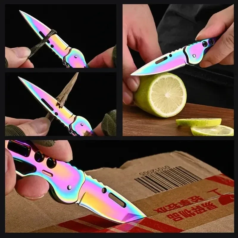 Outdoor Folding Pocket Knife Stainless Steel Fruit Knife EDC Carry Keychain Folding Knife Multifunctional Pocket Knife 1/2pcs