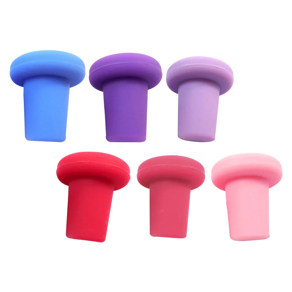 6 Pcs Red Silicone Stopper Colorful Stoppers Sealer Bottle Fade-proof Silica Gel Plug Cap Vinegar