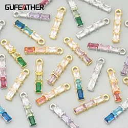 GUFEATHER,6pcs/lot,MG09,jewelry accessories,18k gold rhodium plated,copper,zircons,hand made,charms,diy pendants,jewelry making
