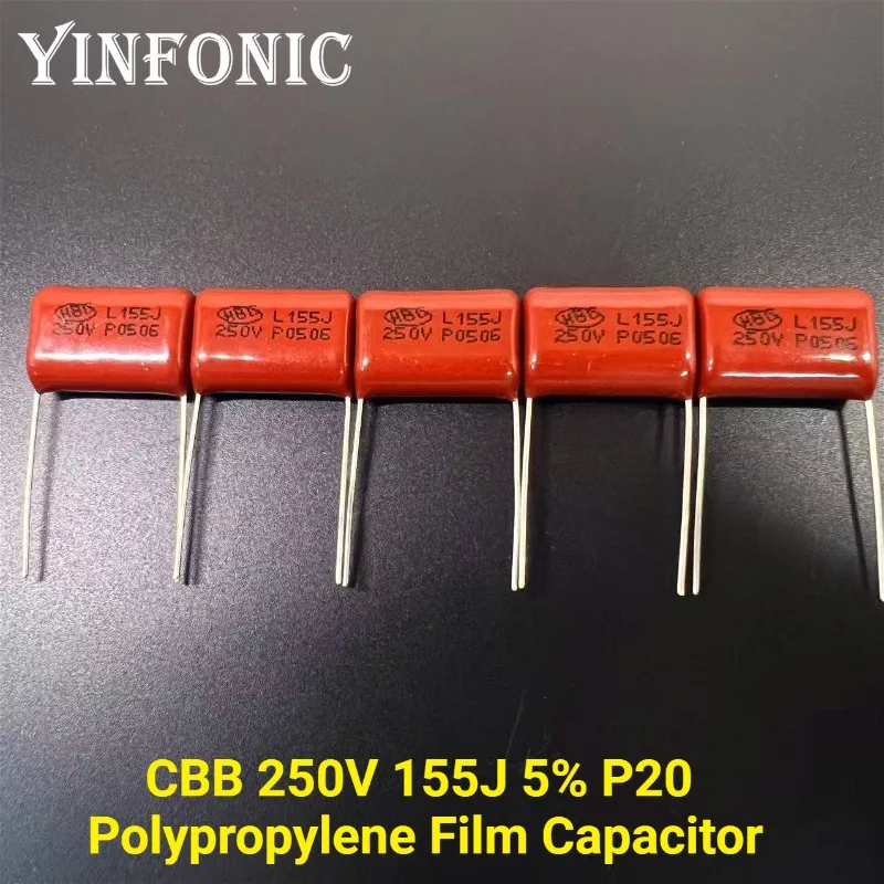 

5Pcs/50Pcs CBB 155 250V 155J CL21 1.5uF P20 5% Metallized Polypropylene Film Capacitor