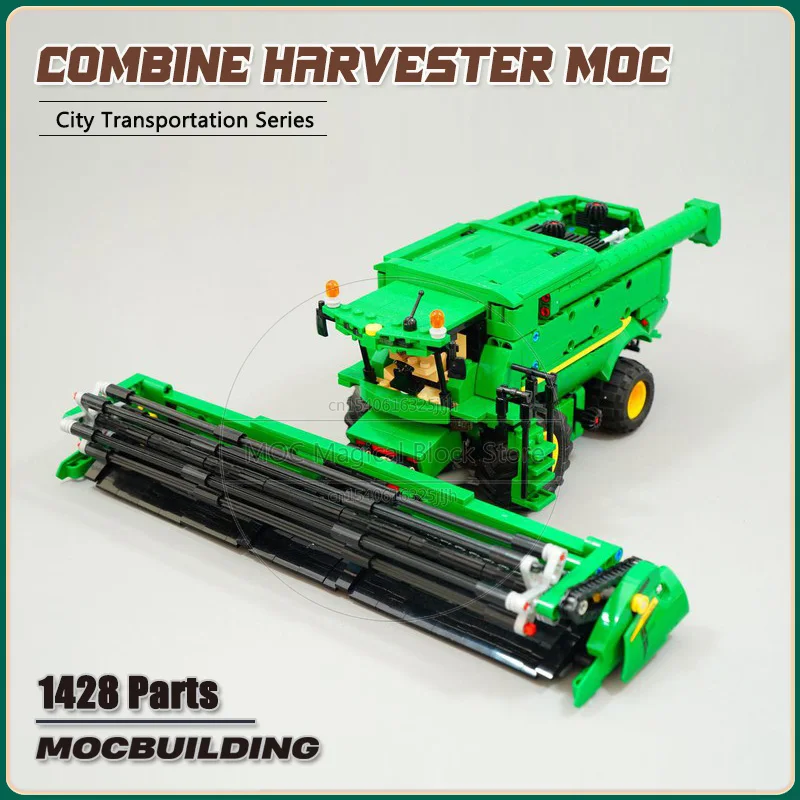 Combine Harvester Moc Building Blocks Agriculture Technology Bricks DIY Assembly Model Creative Collection Toys Xmas Gifts