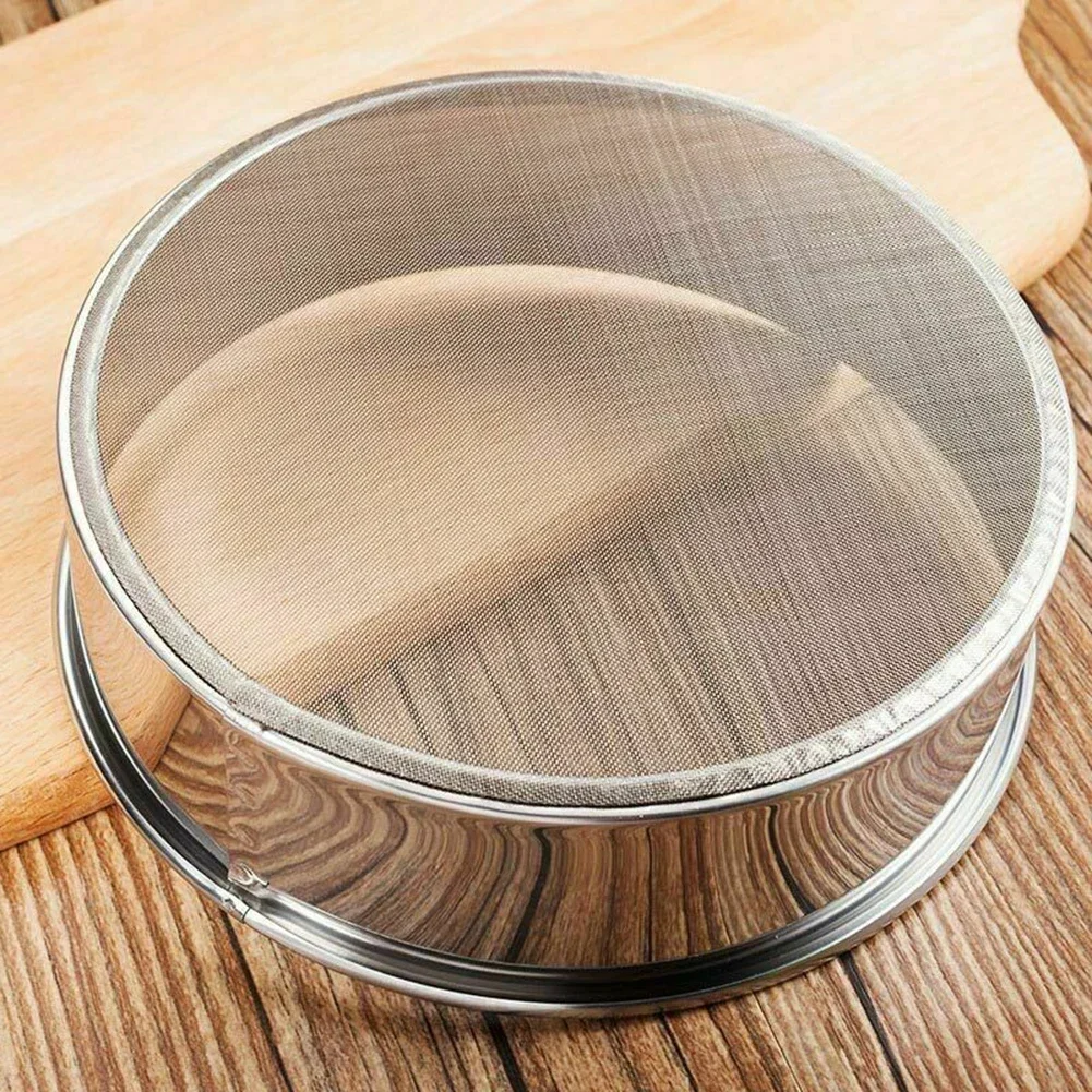 1 Pieces 15-30cm DIY Biscuit Mold Set Round Stainless Steel Flour Sieve Kitchen Fine Mesh Oil Strainer Sifter Sugar Filter