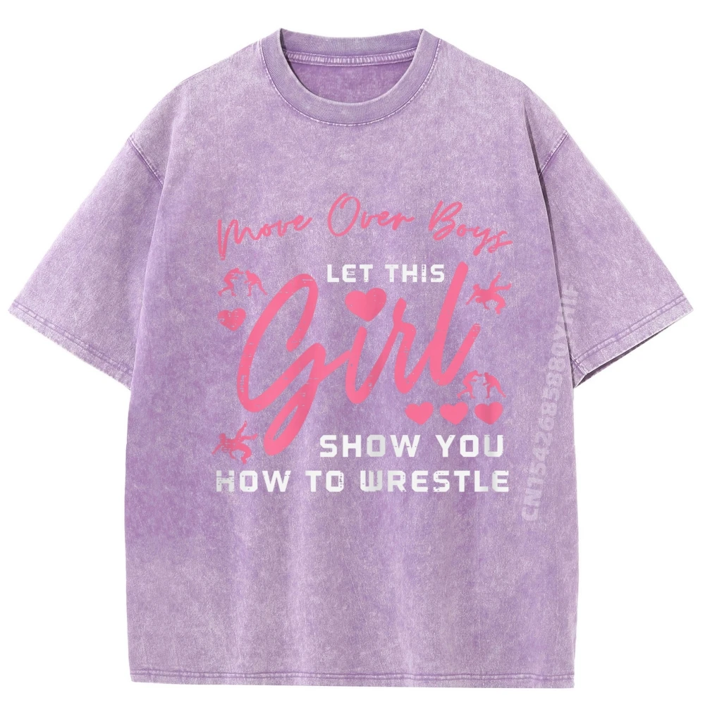 تي شيرت برسومات المصارعة من Move Over Let This Show، تي شيرت رجالي عالي الجودة مغسول على الطراز الصيني
