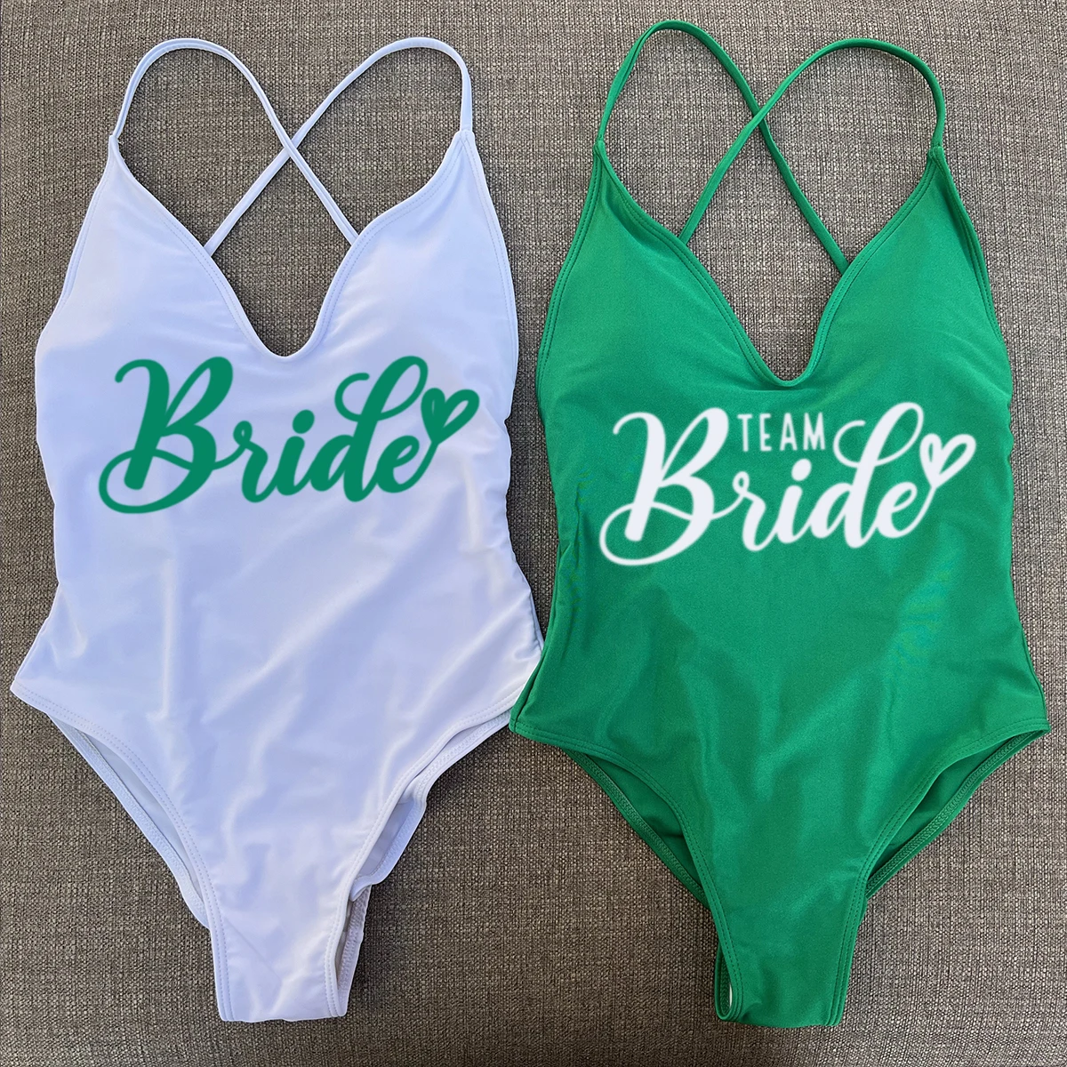 Braut Team Bride Bademode Braut Einteiliger Badeanzug Badeanzug Pads Team Bride Beachwear Badeanzüge Print Monokini