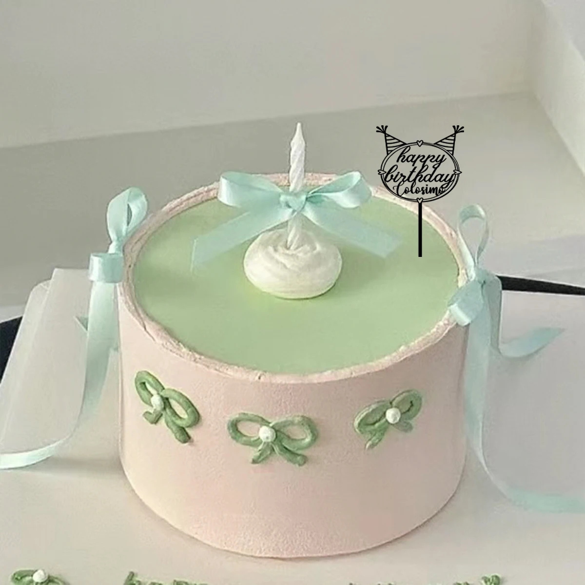 1PC Durable Birthday wishes in the shape of cat ears Customized Name Cake Sign Cake Ornaments Wedding Favor Gift