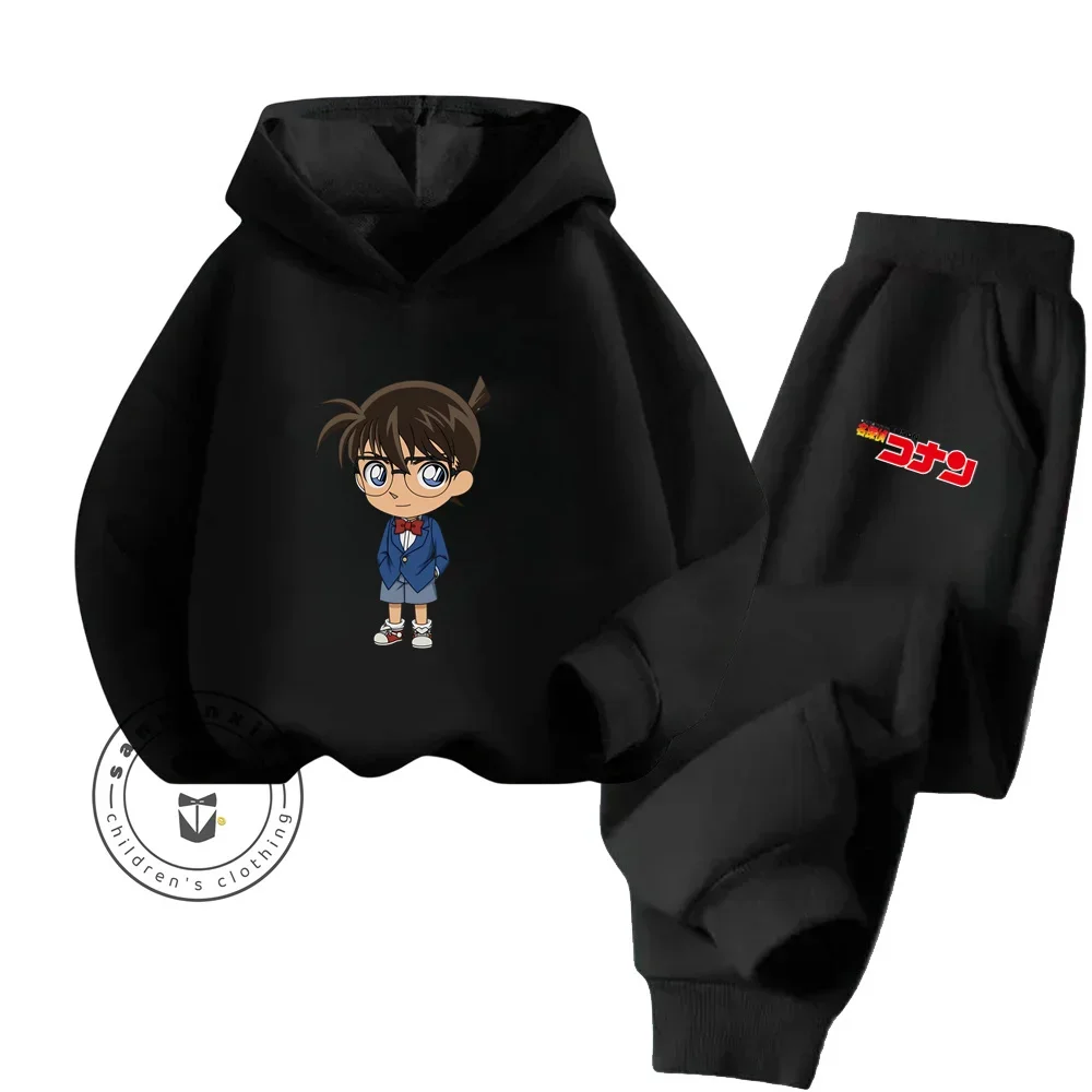 New Anime Detective Conan Spring and Autumn Boys and Girls Hoodie + Pants Kawaii Fashion Casual Simple Hot Selling Sweatshirt