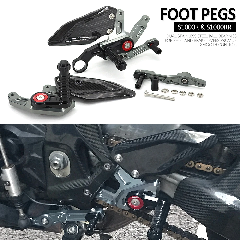 Motorcycle For BMW S1000RR 2015 - 2018 Footrest Carbon Fiber Adjustable Rear Sets Foot Pegs Rearset Footpeg S1000R 2016 - 2019