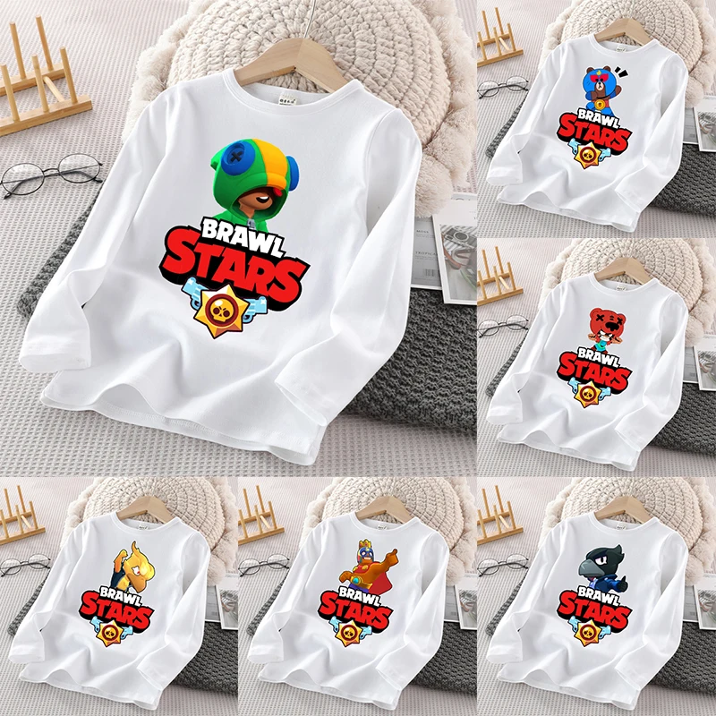 Anime Cartoon Children Long Sleeved T-shirt Boys Girls Winter Warm Tops Cute Kids Crew Neck Pullover Casual Child Clothes Gifts