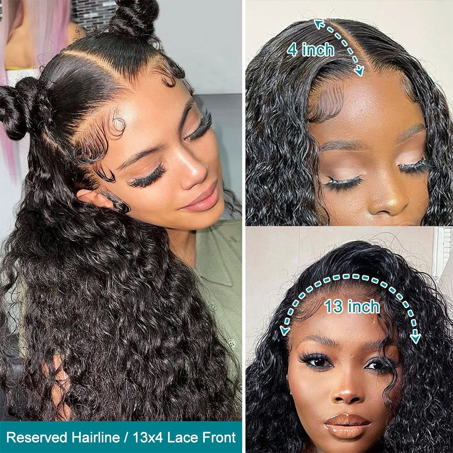 Deep Wave 13x6 HD Lace Front Human Hair Wig Closure 6X4 5X5 Glueless Wig Curly 13x4 Lace Frontal Wigs For Women Wet And Wavy