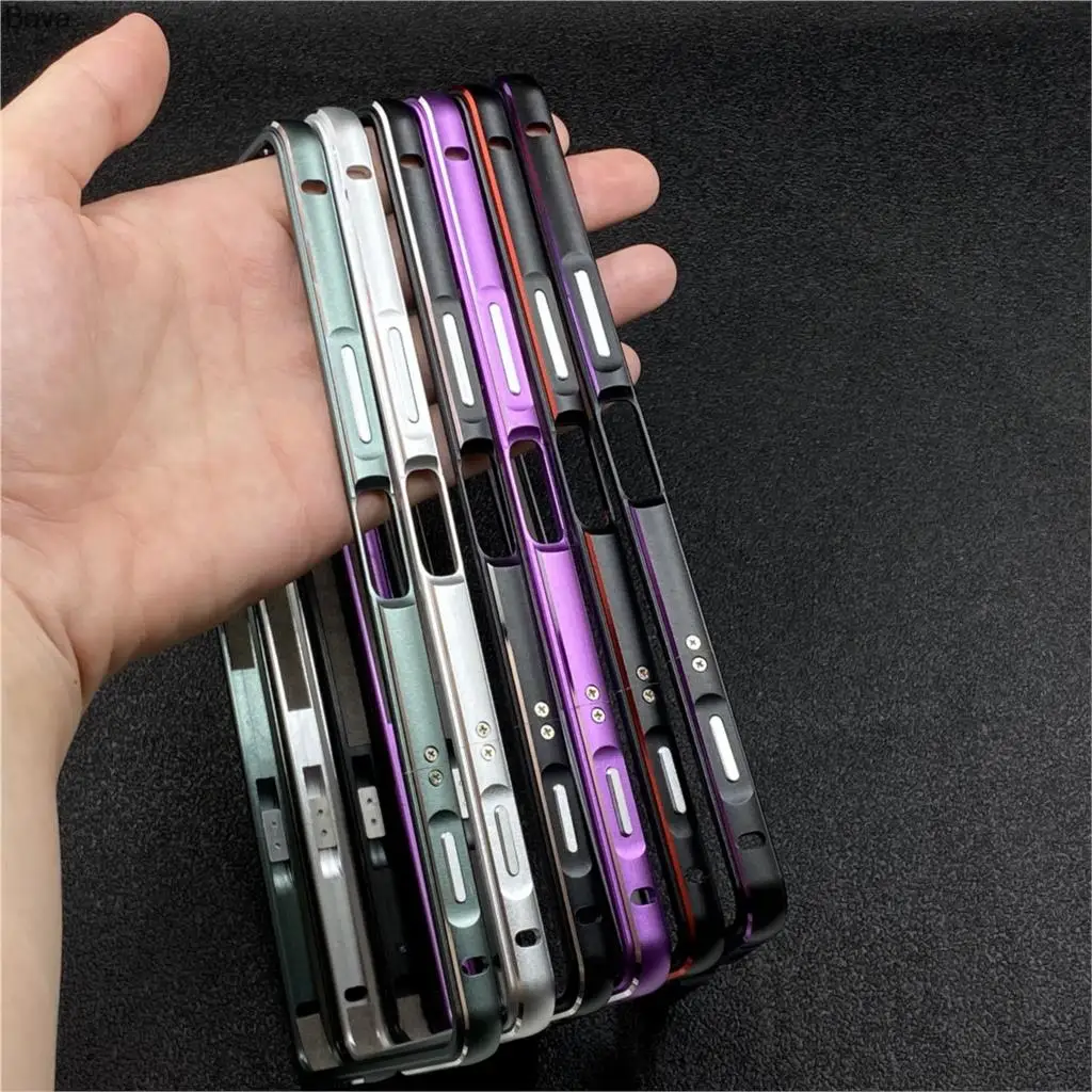 Luxury Ultra Thin aluminum Bumper Case For Sony Xperia 1 II 6.5-inches Case + 2 Film (1 Glass Front +1 Soft Rear)