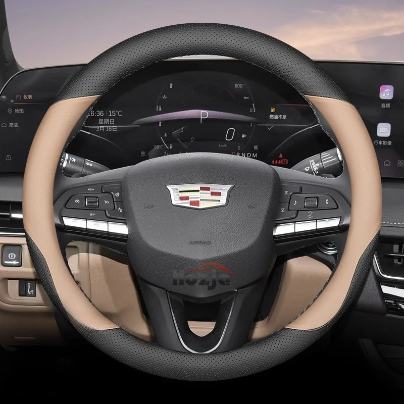 

Leather Car Steering Wheel Cover for Cadillac VISTIQ ESCALADE IQ OPTIQ LYRIQ CT4 XT6 XT4 XT5 XTS CT5 CT6 ATS Accessories