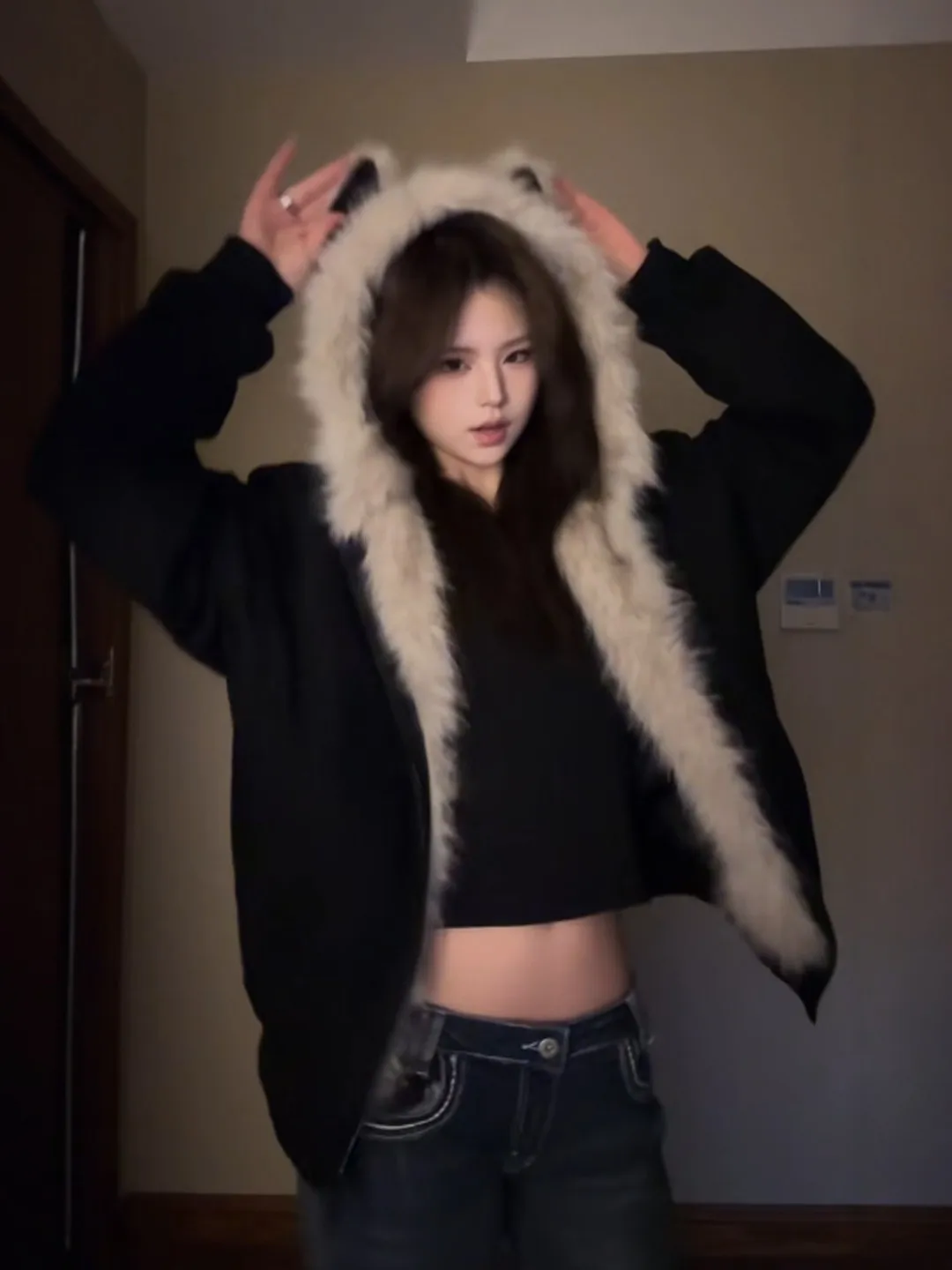 

Уникальная хлопковая куртка с капюшоном в корейском стиле, свободного кроя, весна 2026, модное женское утепленное пальто, универсальный размер