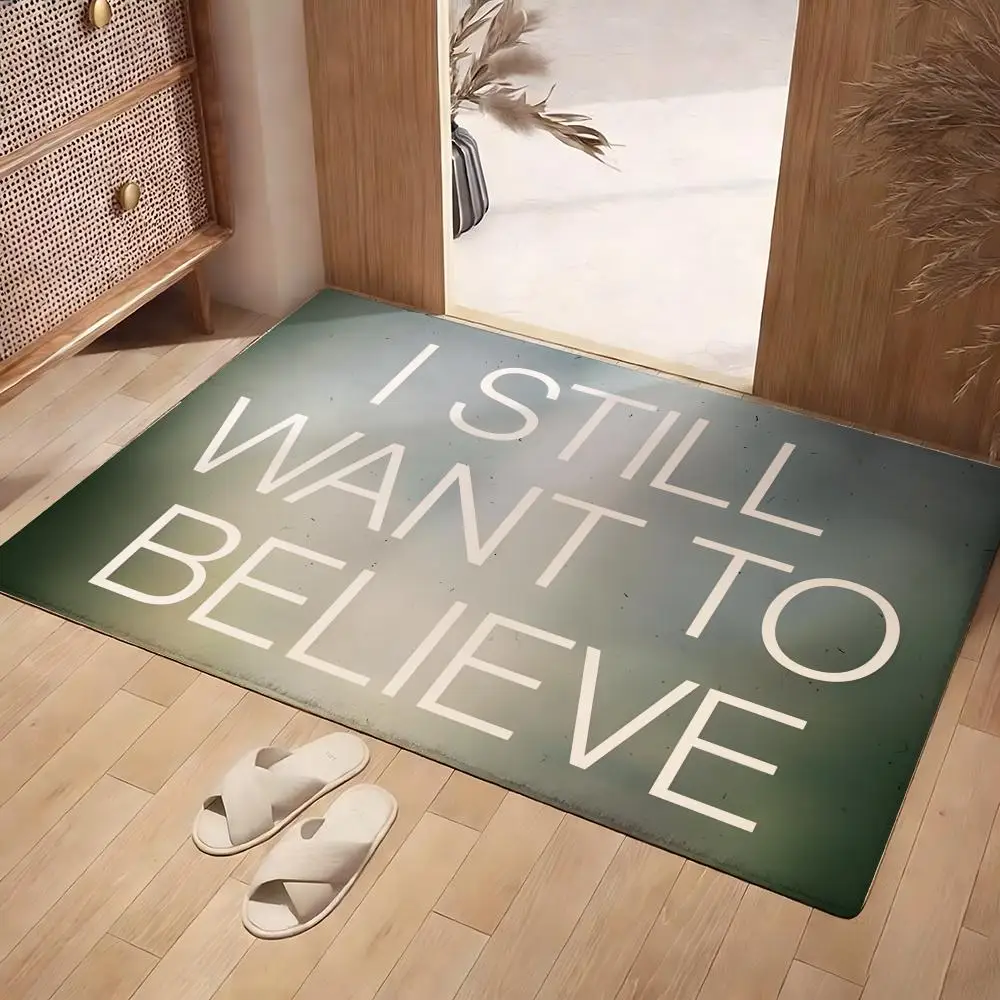 The X-Files I Want To Believe Floor Mat Soft Flannel Rug Non-Slip Absorbent Mat For Bathroom Bedroom Home Decor