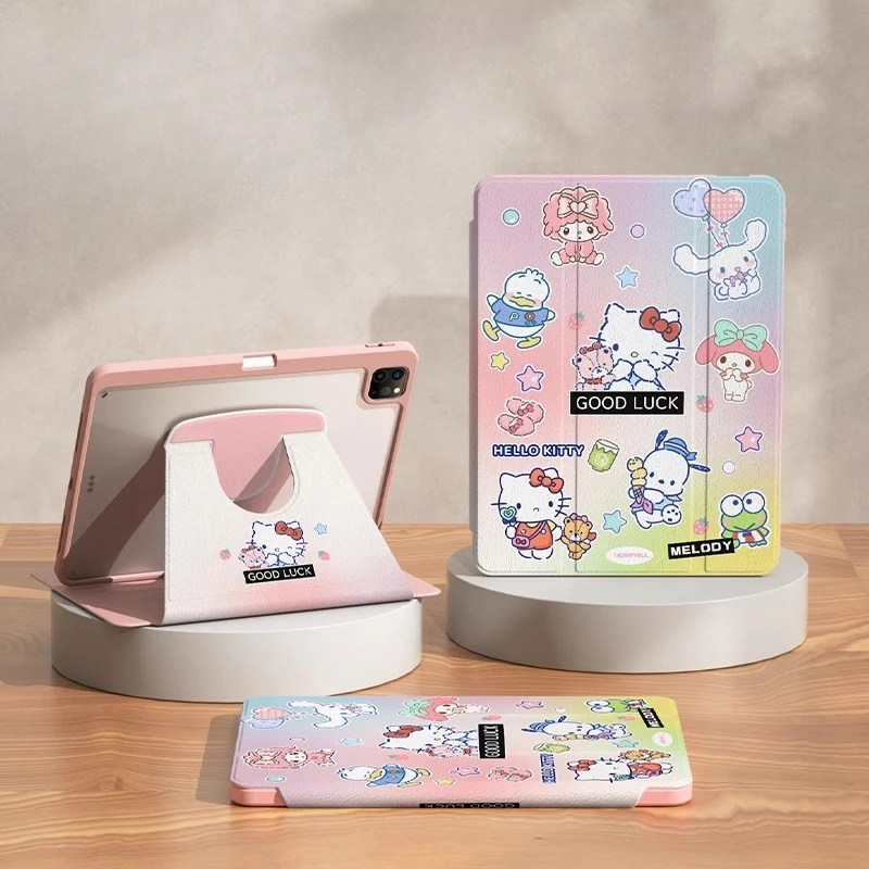 MINISO Hello Kitty For ipad Case Funda Ipad A16 11in Pro 4 5 6 Mini 6 7 Tablet Cover Air 4 5 M2 M3 10th 11th Gen Protective Case
