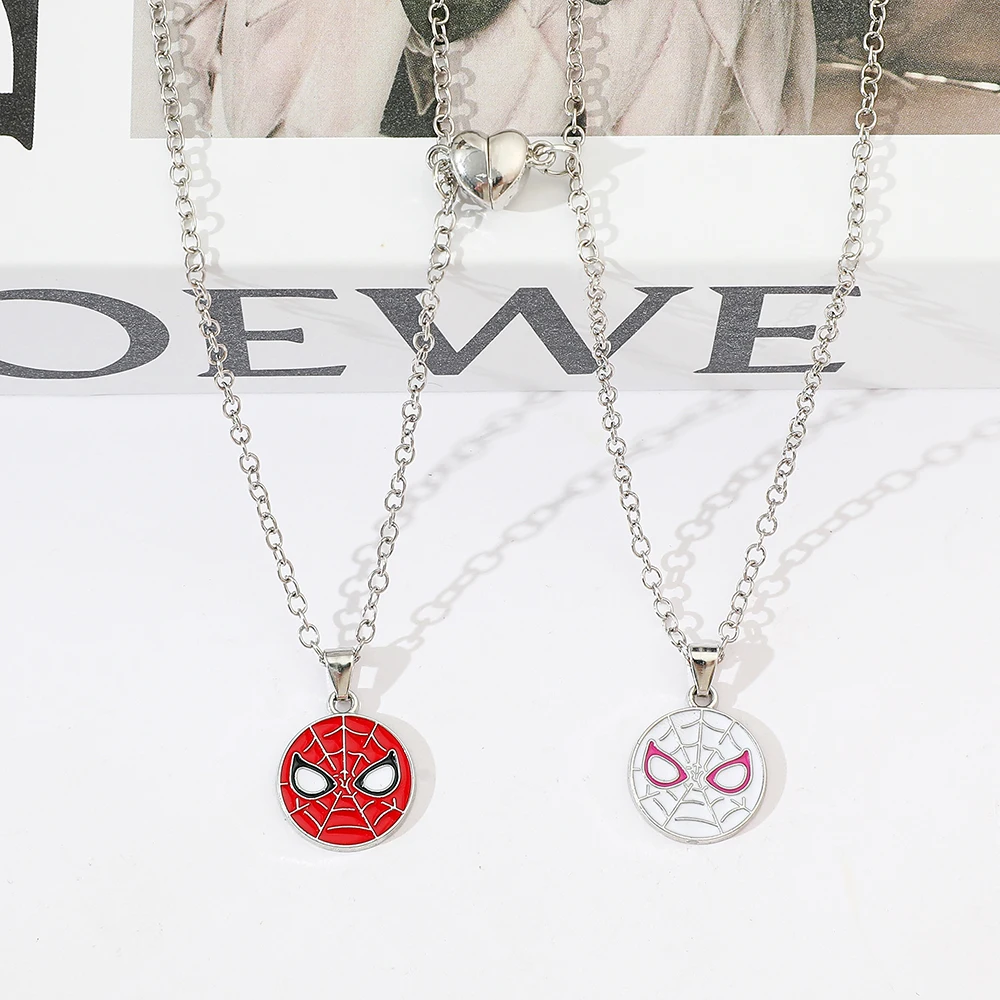 Colar de Super-Herói Spiderman (2 Peças) - Pingente da Moda Vingadores, Presente para Casal, Joia para o Dia dos Namorados