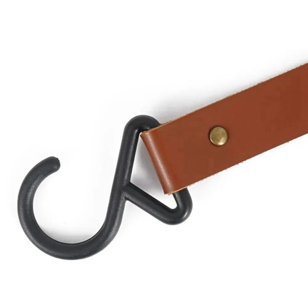 S-Shaped Leather Hanging Hooks Triangle Storage Rack Shelf Hook Keychain Portable Outdoor Camping Hiking Hanger Camping Supplies