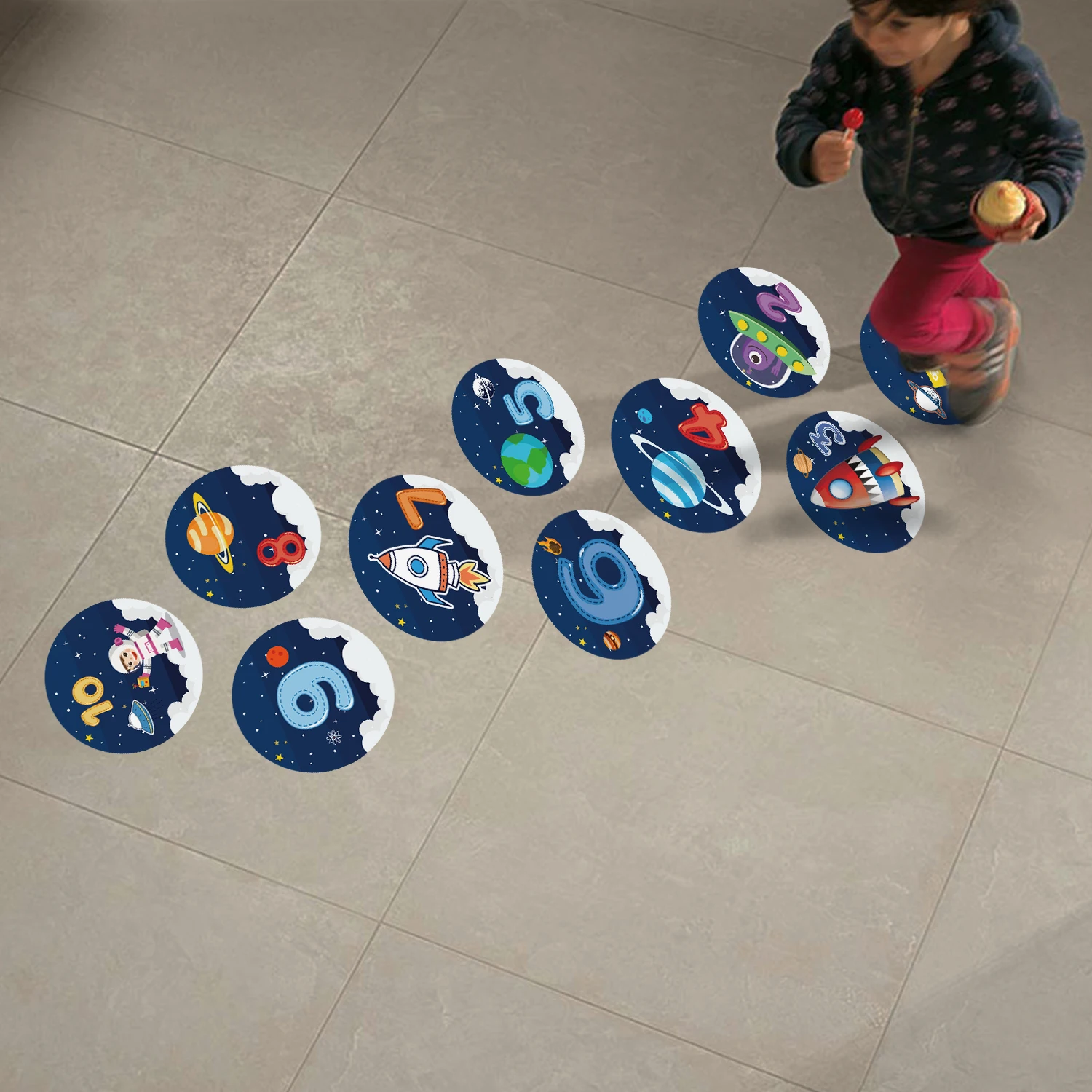 

Cartoon digital grid hopscotch game floor stickers parent-child gift home kindergarten wall decoration waterproof detachable