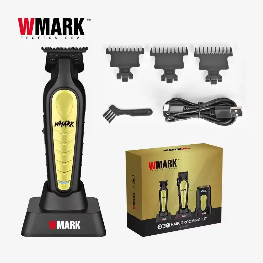 مجموعة ماكينة قص الشعر من WMARK مكونة من 3 قطع، ماكينة حلاقة كهربائية برأس زيت لصالونات الشعر #2
