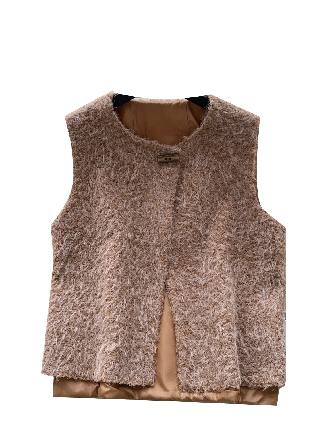 Ele Faionable Button-Up round Ne Svel Open Cardigan Vest Women's Autumn Winter Layering Outerwear oulder Pad ...