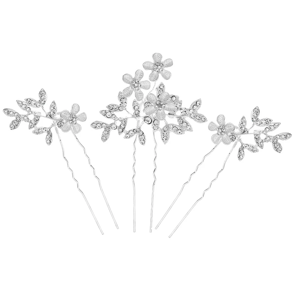 

3pcs Retro Bridal Accessories Floral Hairpins Light Weight Wedding Bridesmaid Party Prom Rhinestone Clips Vintage