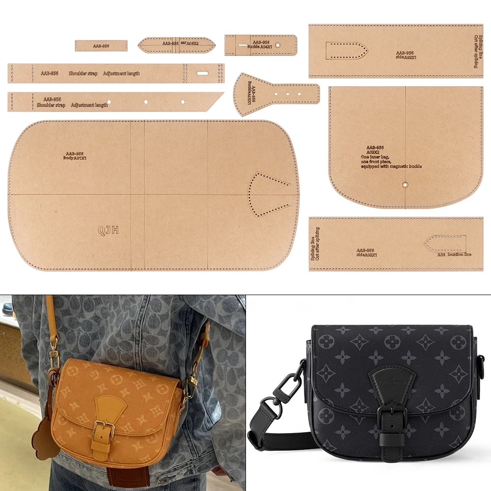 1 Set Damen-Schultertasche, Modische Geldbörsen - Kraftpapier-Vorlage, DIY Leder Handarbeit-Schablonen zum Nähen mit Loch