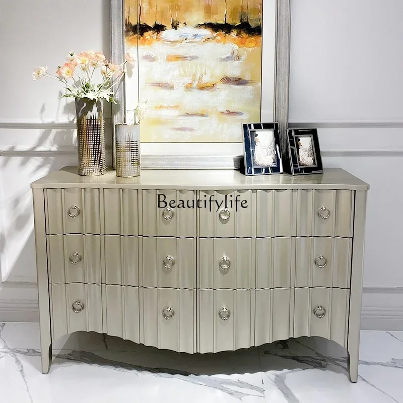 yj9 French Style Light Luxury Solid Wood Six-Drawer Cabinet Simple Sideboard Storage Decorative Cabinet