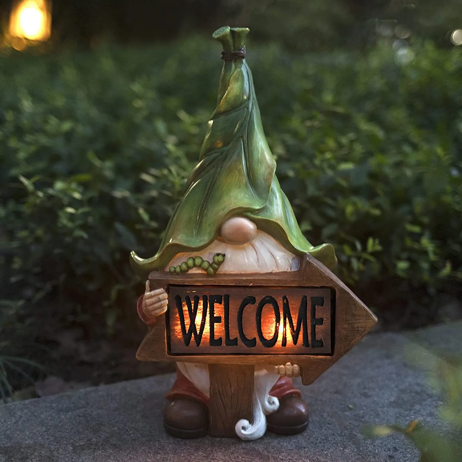 Garden Large Sculpture Solar Powered Lamp Flocking Dwarf Rudolph Statue Outdoor Garden Lantern Garden Home Decoration Jardin