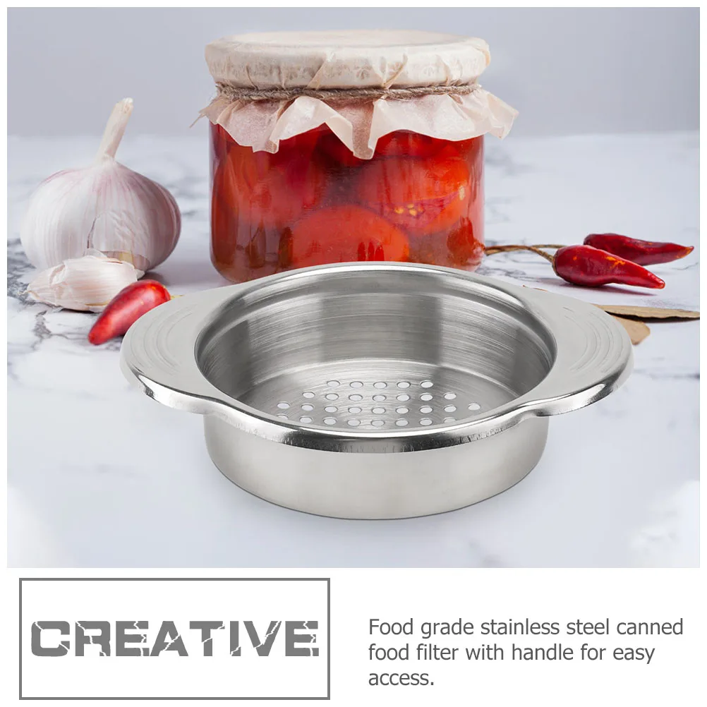 

2 pcs Stainless Steel Can Strainer Food Grade Canned Food Filter Oil Drainer Kitchen Gadget For Tuna Fruits Vegetables Canning