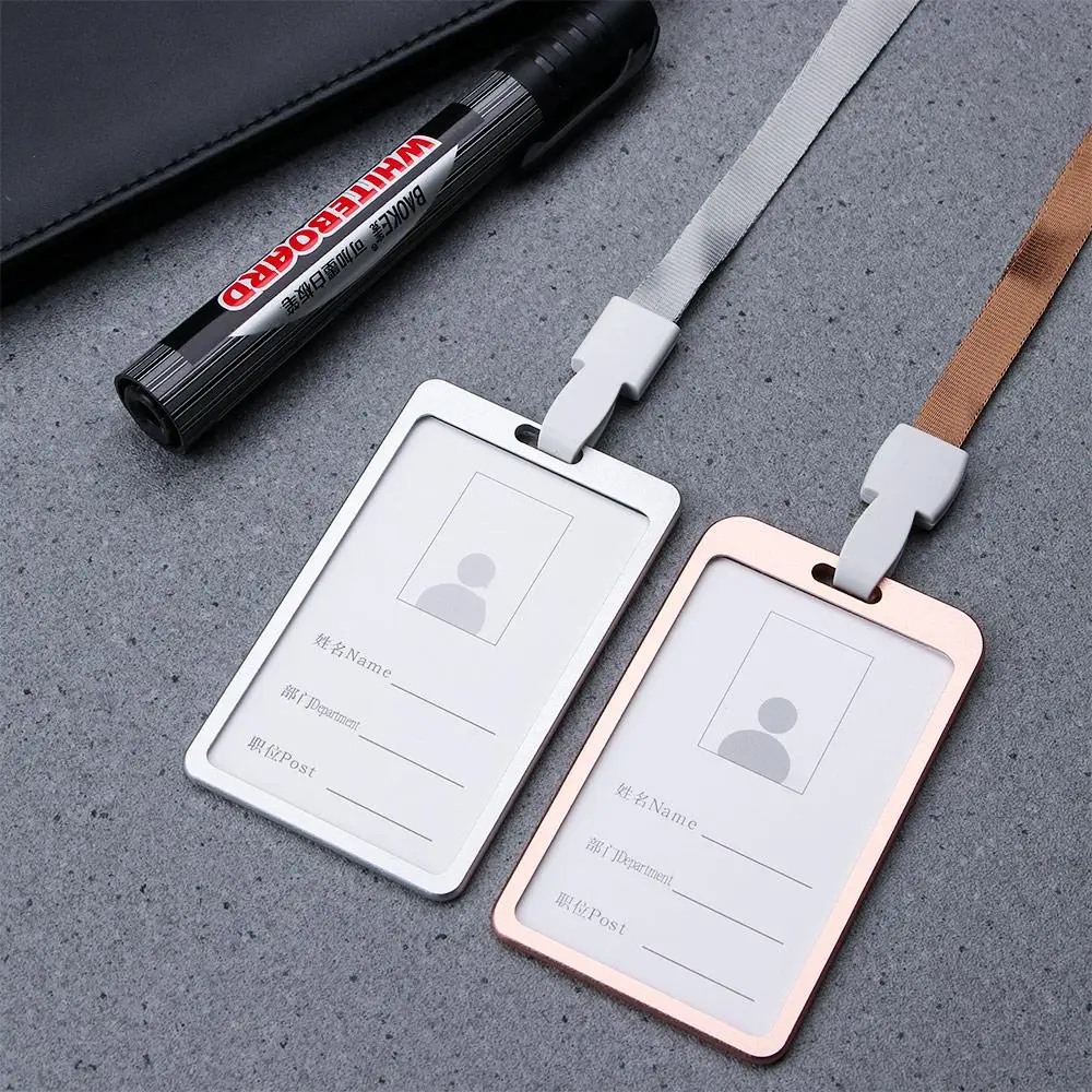 

Алюминиевая обложка для офисных принадлежностей, металлический корпус безопасности компании, держатель для удостоверения личности сертификата с ремешком, биркой для пропуска, рабочий значок