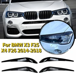 2pcs For BMW X3 F25 X4 F26 2014 2015 2016 2017 2018 Headlight Eyelids Eyebrows Body Kit Sticker Tuning Gloss Black ABS Plastic